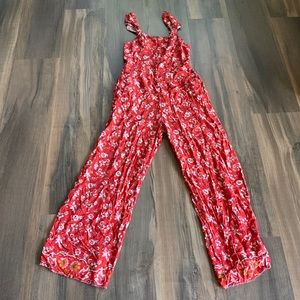 Red floral jumpsuit